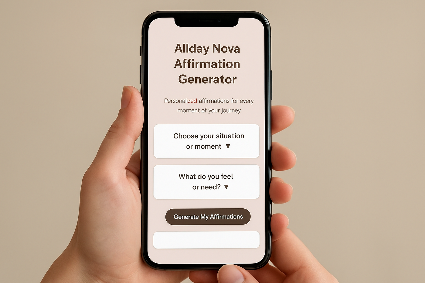 Allday Nova Affirmation Generator - 100+ Personal Affirmations Tool