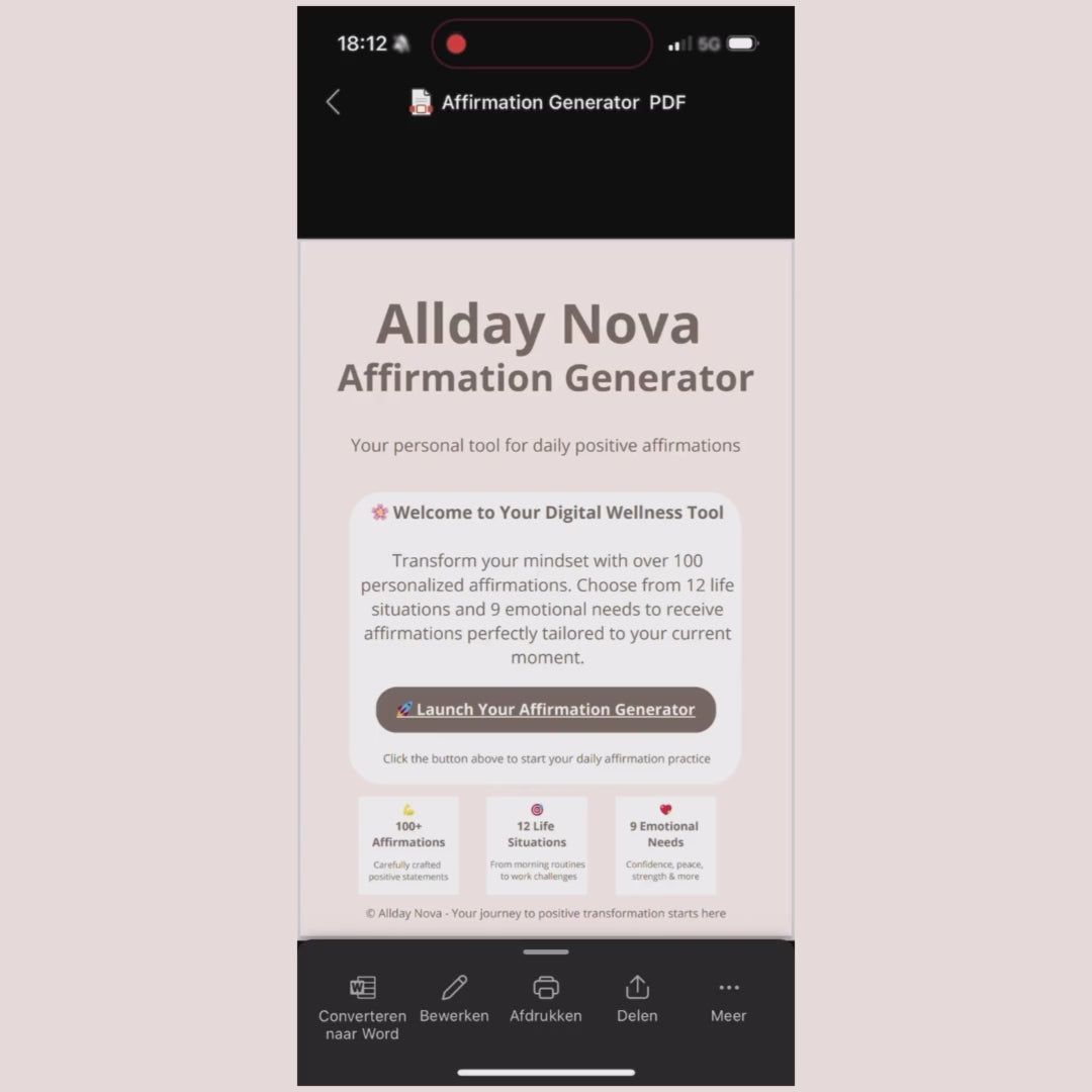 Allday Nova Affirmation Generator - 100+ Personal Affirmations Tool